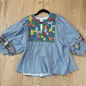 J. Marie embroidered Tristan top